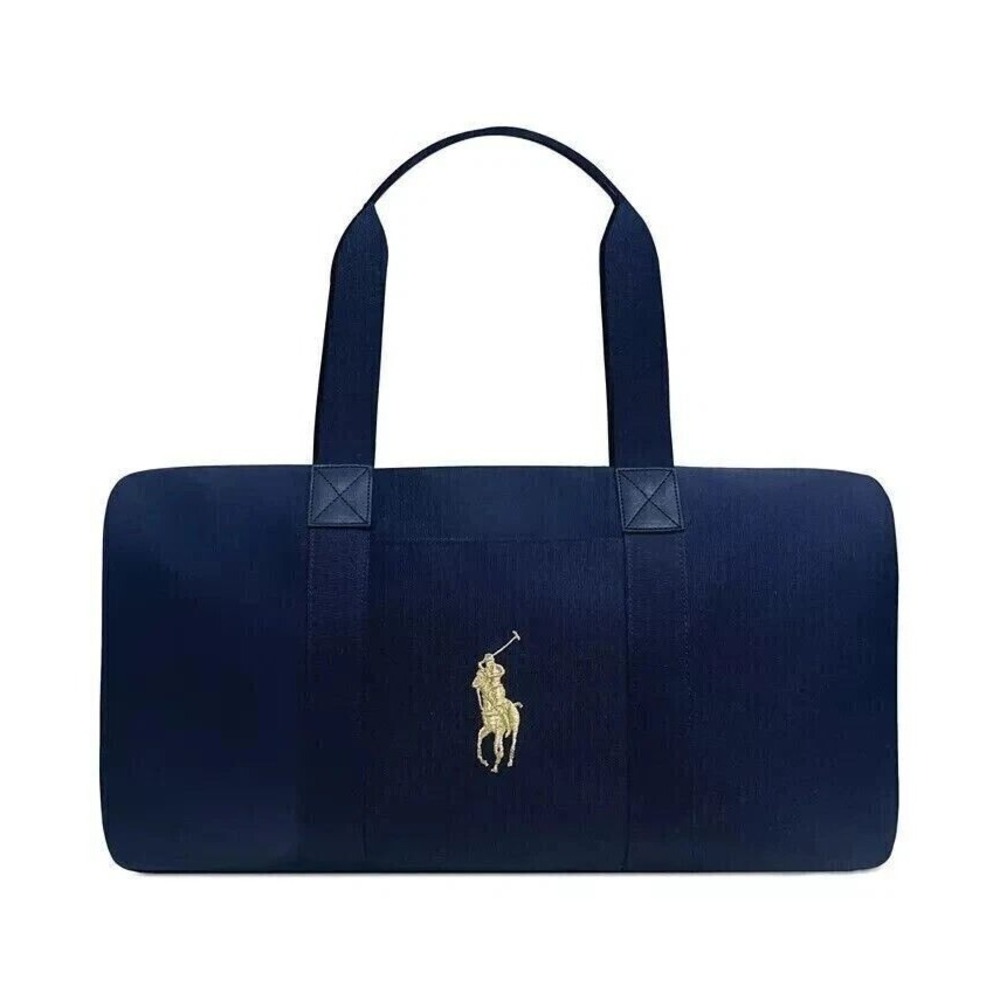 Ralph Lauren Men's Holiday Gold Pony Duffle Gym Weekend Carry On Navy Blue OS